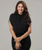 Keyhole Back Batwing Sleeve Black Blouse
